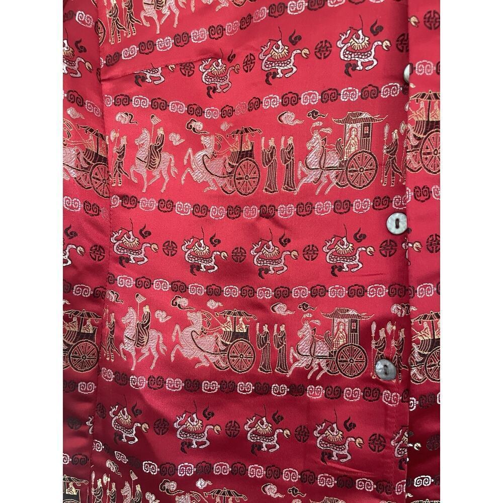 Vintage Chicos Asian Inspired Oriental Print Shacket Jacket Art To Wear Size 1 - Picture 3 of 11